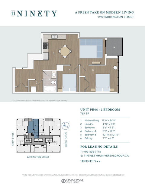 Floor plan for 2 beds, 1 bath, 820 sqft